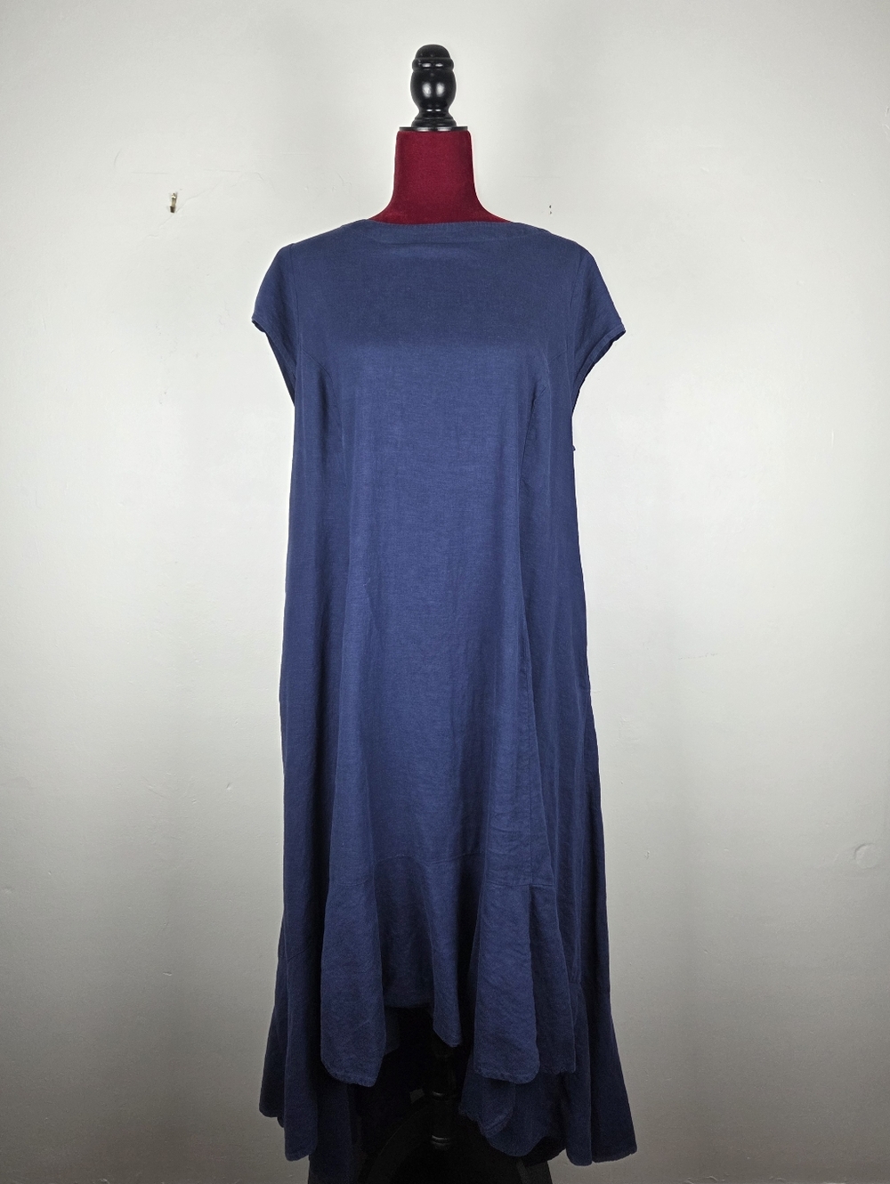 Universal Standard Sunset Linen Flounce Dress In Cenote (Size S/14-16) - Picture 5 of 12